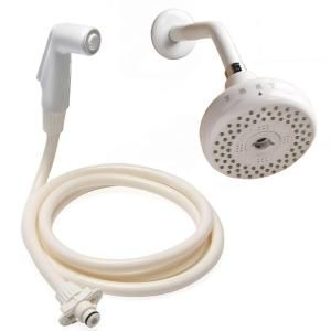RINSE ACE 2 in 1 4 Setting Convertible Showerhead in White 3511