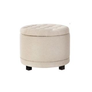 Home Decorators Collection Chambers Solid Ivory Tufted Canvas Round Shoe Ottoman 1587600440