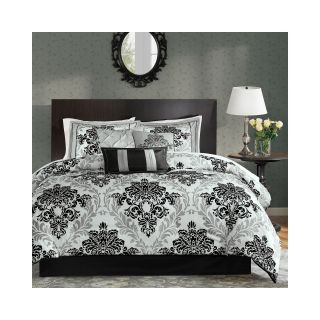 Madison Park Larissa 7 pc. Damask Comforter Set, Black/Grey