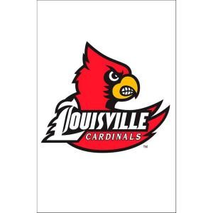 Team Sports America NCAA 12 1/2 in. x 18 in. Louisville 2 Sided Garden Flag with 3 ft. Metal Flag Stand P127113