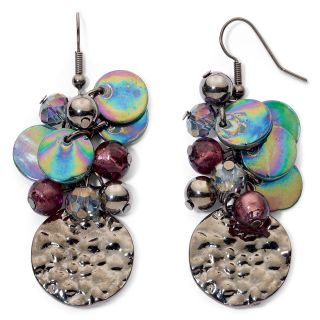 Purple Shell & Bead Cluster Earrings