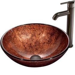 Vigo Mahogany Moon Glass Vessel Sink And Faucet Set In Oil Rubbed Bronze