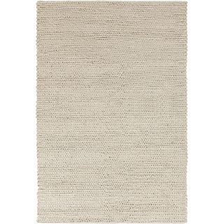 Hand woven Butte Solid Casual Beige Wool Rug (8 X 11)