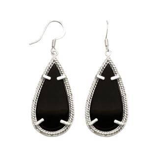 Bridge Jewelry Genuine Onyx Pear Drop Earrings Sterling Silver
