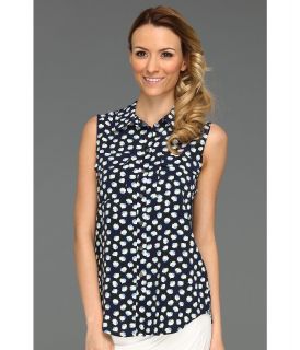 TWO by Vince Camuto S/L Kitchy Floral Utility Shirt Womens Sleeveless (Navy)