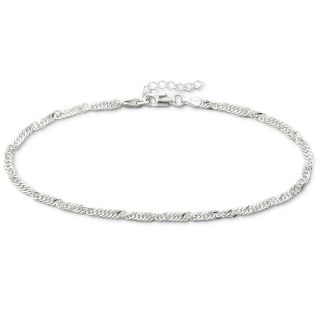 Sterling Silver 10 2.9mm Singapore Anklet, Womens