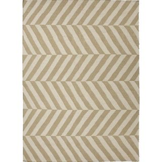 Handmade Flat Weave Stripe Beige/brown Wool Area Rug (5 X 8)