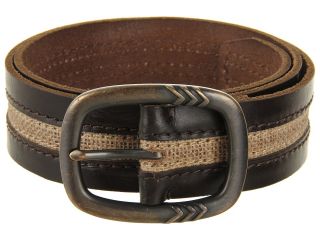 John Varvatos 39mm Centerbar Buckle on a Strap with Canvas Inlay Mens Belts (Brown)