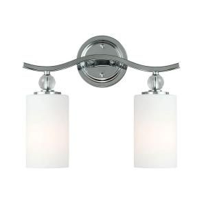 Sea Gull Lighting Englehorn 2 Light Chrome Wall/Bath Fixture with Inside White Painted Etched Glass 4413402 05