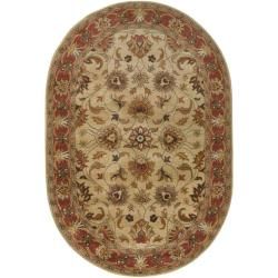 Hand tufted Vault Beige/red Traditional Border Wool Rug (8 X 10)