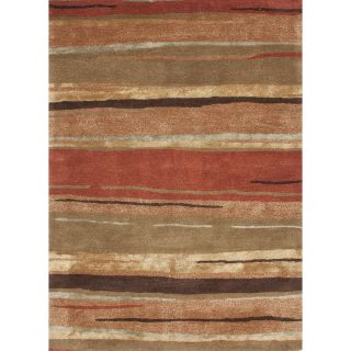 Transitional Red/ Orange Wool/ Silk Tufted Rug (8 X 11)