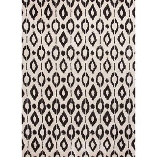 Modern White/black Geometric Wool/silk Tufted Rug (8 X 11)