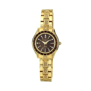 Armitron Now Womens Gold Tone Brown Crystal Accent Watch