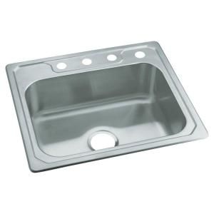 STERLING Middleton Drop In Stainless Steel 25x22x6 4 Hole Single Bowl Kitchen Sink 14631 4 NA
