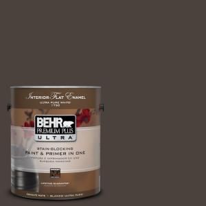 BEHR Premium Plus Ultra 1 Gal. #UL160 23 Espresso Beans Interior Flat Enamel Paint 175301