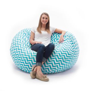 Comfort Research Fufsack Memory Foam Zig Zag Blue 4 foot Large Bean Bag Lounge Chair Blue Size Large