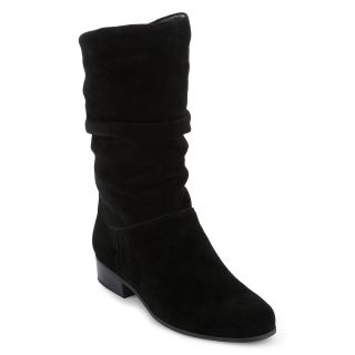 St. Johns Bay St. John s Bay Jamie Suede Slouch Boots, Black, Womens