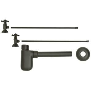 3/8 in. x 20 in. Brass Lavatory Supply Lines with Cross Handle Shutoff Valves and Decorative Trap in Oil Rubbed Bronze I5540C ORB