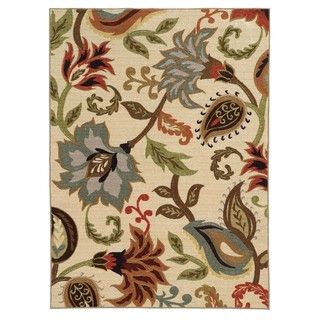 Style Haven Loop Pile Over Scale Floral Ivory/ Multi Nylon Rug (710 X 10) Blue Size 8 x 10