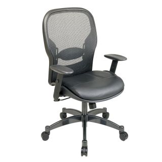 Office Star Breathable Mesh Back And Leather Seat Managers Chair