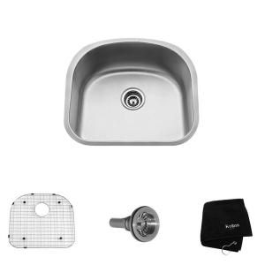 KRAUS All in One Undermount Stainless Steel 23x21x9 0 Hole Single Bowl Kitchen Sink KBU10