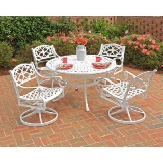 Home Styles Biscayne White 5 Piece 42 in. Round Swivel Patio Dining Set 5552 305