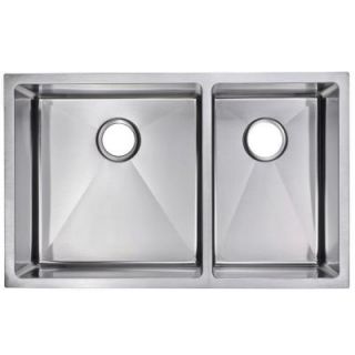 Water Creation Undermount Small Radius Stainless Steel 32x20x10 0 Hole Double Bowl Kitchen Sink in Satin Finish SS UD 3220A
