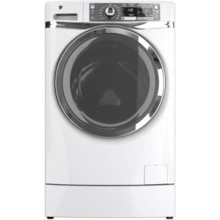 GE 4.8 DOE cu. ft. High Efficiency RightHeight Front Load Washer with Steam in White, ENERGY STAR, Pedestal Included GFWR4800FWW
