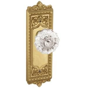 Grandeur Windsor Polished Brass Plate with Double Dummy Fontainebleau Crystal Knob WINFON 22 PB