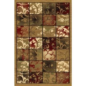 LA Rug Inc. 125/60 Melange Collection, brown, olive green, red and black, and cream colors, 5 ft. x 8 ft. Indoor Area Rug RUMELA0508 125/60