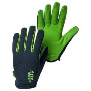 Hestra JOB Garden Short Size 8 Medium Fitted Short Cuffed Gardening Gloves with PU Palm and Fingers in Black/Green 75220 100850 08