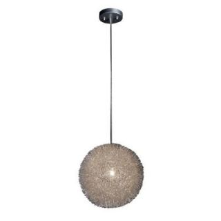 Filament Design Luminary 1 Light 15 in. Metallic Silver Pendant with Hand Woven Aluminum Wire Shade BP6009
