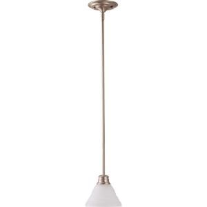 Glomar Empire 1 Light Mini Pendant with Frosted White Glass Finished in Brushed Brushed Nickel HD 3257