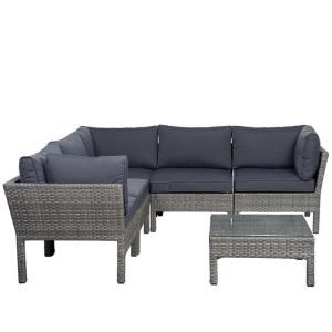 Atlantic Infinity Gray 6 Piece Wicker Patio Seating Set with Gray Cushions PLI INFINITY6 GR_GR