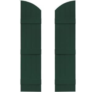 Builders Edge 14 in. x 57 in. Board N Batten Shutters Pair, Four Boards Joined with Arch Top #122 Midnight Green 090140057122
