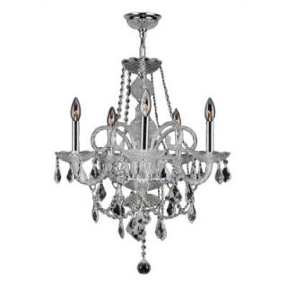 Worldwide Lighting Provence Collection 5 Light Chrome Crystal Chandelier DISCONTINUED W83102C20 CL