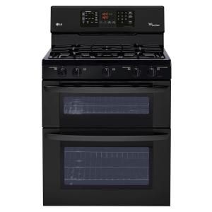 LG Electronics 6.1 cu. ft. Double Oven Gas Range with EasyClean Self Cleaning Oven in Smooth Black LDG3035SB