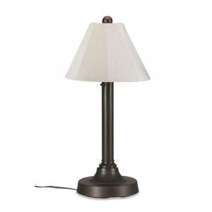 Patio Living Concepts San Juan 30 in. Outdoor Bronze Table Lamp with Canvas Linen Shade 21127
