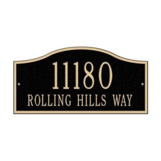 Whitehall Products Rolling Hills Rectangular Black/Gold Standard Wall Two Line Address Plaque 1118BG