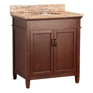 Ashburn 31 in. W x 22 in. D Vanity in Mahogany with Vanity Top and Stone effects in Bordeaux ASGASEB3122