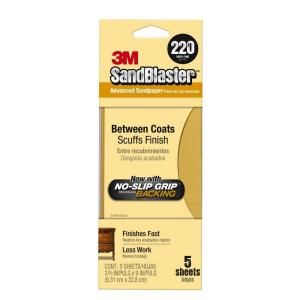 Sandblaster 3 2/3 in. x 9 in. 220 Grit Very Fine No Slip Grip Sandpaper (5 Pack) DISCONTINUED 11220 G