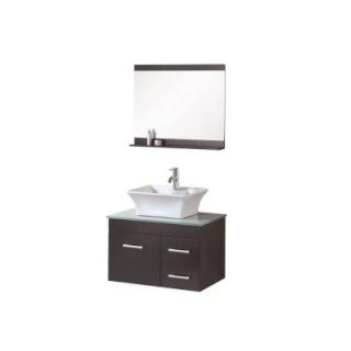 Design Element Madrid 30 in. Vanity in Espresso with Glass Vanity Top and Mirror in Mint DEC1100A 30