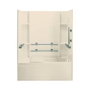 Sterling Plumbing Accord 32 in. x 60 in. x 74 in. Four Piece Direct to Stud ADA Bath and Shower Wall Kit with Right hand Drain in Almond 71150125 47