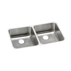 Elkay Gourmet Perfect Drain Undermount Stainless Steel 30 3/4 x18 1/2x7 7/8 0 Hole Double Bowl Kitchen Sink ELUH3118PD
