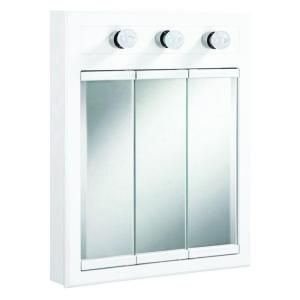 Design House Concord 24 in. x 30 in. 3 Light Tri View Surface Mount Medicine Cabinet in White Gloss 532374