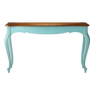 Home Decorators Collection 54 in. W Provence Blue Console Table with Chestnut Top 0505800310
