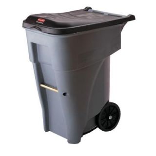 Rubbermaid Commercial Products BRUTE 65 gal. Gray Rollout Trash Container with Lid FG9W2100 GRAY