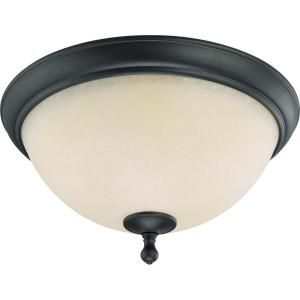 Glomar Bella 3 Light 15 in. Flush Dome with Biscotti Glass Finished in Aged Bronze HD 2794
