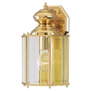 Westinghouse 1 Light Polished Brass on Solid Brass Steel Exterior Wall Lantern with Clear Beveled Glass Panels 6685300