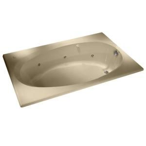 American Standard EverClean 5.5 ft. Oval Whirlpool Tub with Reversible Drain in Bone 2645LC.021